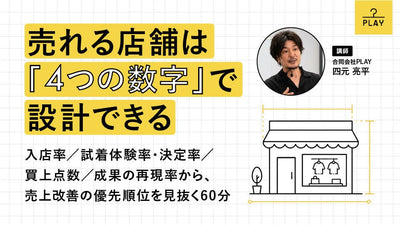 【無料視聴OK】売れる店舗は「4つの数字」で設計できる～入店率・試着・体験率／決定率・買上点数・再現率から、売上改善の優先順位を見抜く60分～
